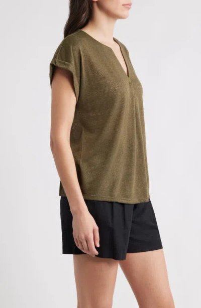 Bobeau Caty Pleat Front Knit Top In Green