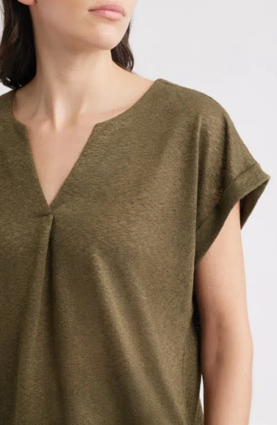Bobeau Caty Pleat Front Knit Top In Green