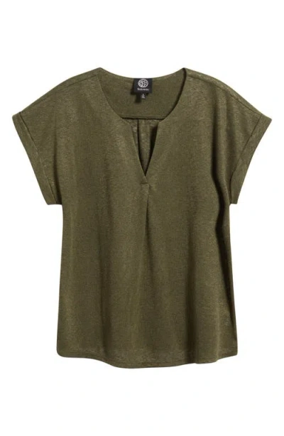 Bobeau Caty Pleat Front Knit Top In Green
