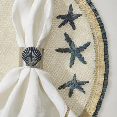 Joanna Buchanan Painted Shell Napkin Rings, Set Of Two In Multi