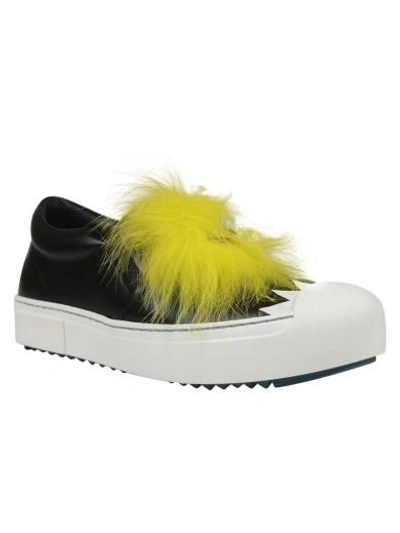 Shop Fendi Applique Slip-on Trainers In Black