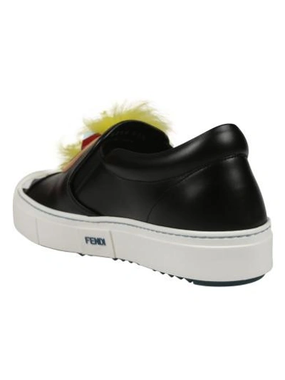 Shop Fendi Applique Slip-on Sneakers In Black