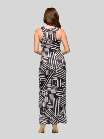 24seven Comfort Apparel Black And White Razorback Tank Casual Maxi Dress In Black