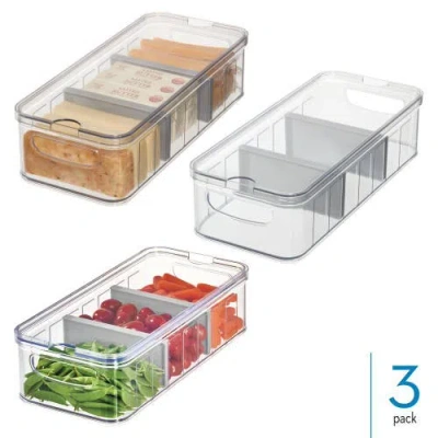 Idesign Large Fridge Organizer Bin With Removable Divider And Lid In Transparent