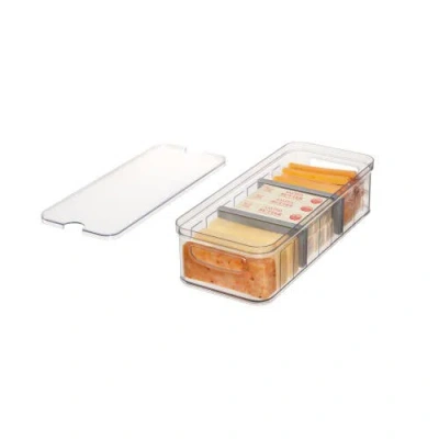 Idesign Large Fridge Organizer Bin With Removable Divider And Lid In Transparent