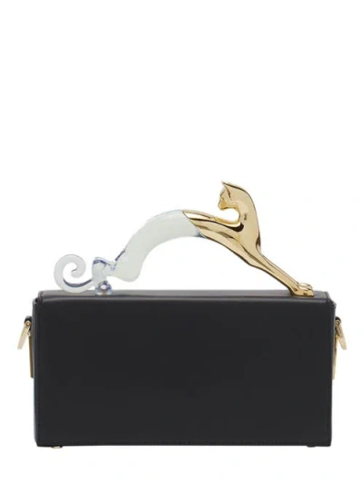 Lanvin Pencil Cat Nano Leather Bag With A Bi-material Cat