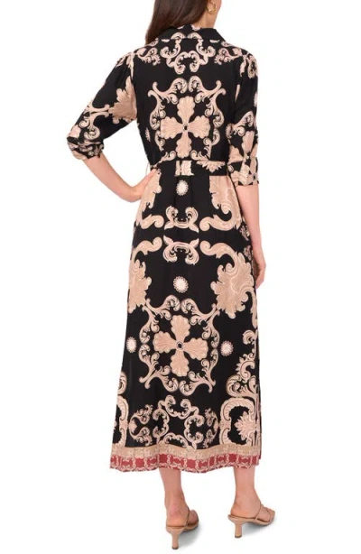 Vince Camuto Paisley Long Sleeve Shirtdress In Black