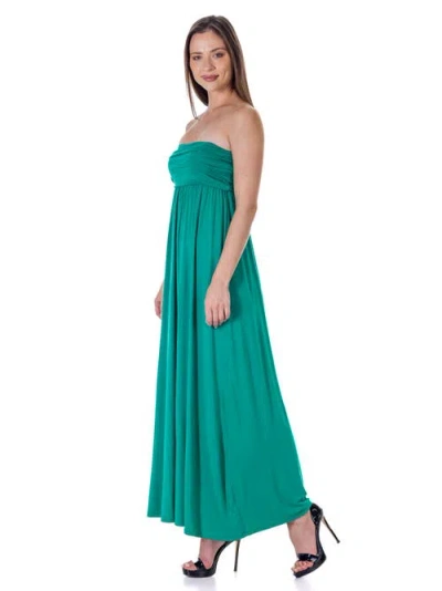 24seven Comfort Apparel Strapless Empire Waist Maxi Dress In Green