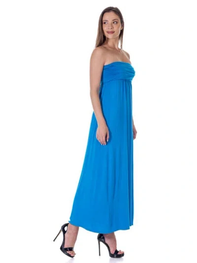24seven Comfort Apparel Maternity Sleeveless Empire Waist Maxi Dress In Blue
