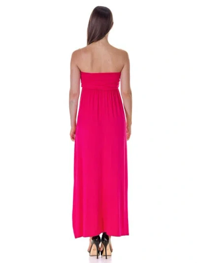 24seven Comfort Apparel Strapless Empire Waist Maxi Dress In Pink