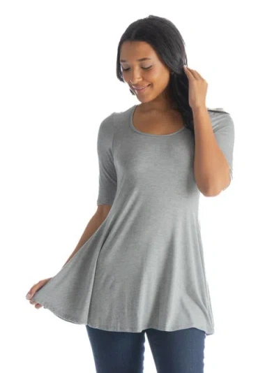 24seven Comfort Apparel Plus Womens Solid Scoop Neck Tunic Top In Gray