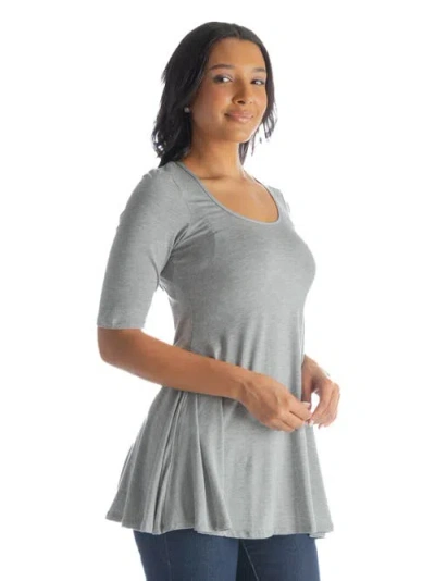 24seven Comfort Apparel Plus Womens Solid Scoop Neck Tunic Top In Gray