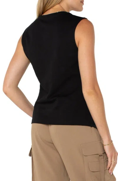 Liverpool Los Angeles V-neck Sleeveless Stretch Cotton Top In Black