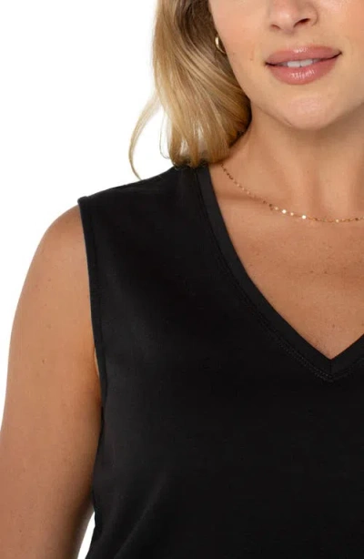 Liverpool Los Angeles V-neck Sleeveless Stretch Cotton Top In Black