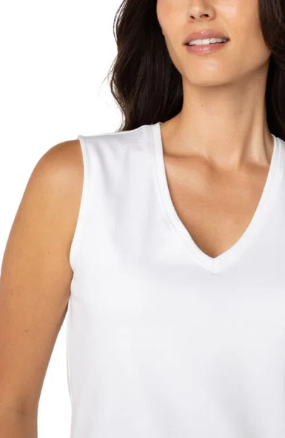 Liverpool Los Angeles V-neck Sleeveless Stretch Cotton Top In White