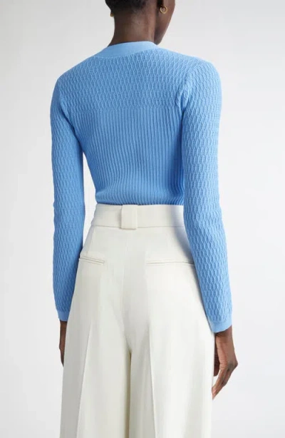 St John St. John Collection Mixed Stitch Fine Gauge Henley Sweater In Blue