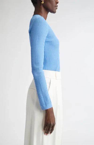 St John St. John Collection Mixed Stitch Fine Gauge Henley Sweater In Blue