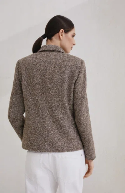 Brunello Cucinelli Wool Double-breasted Jacket With Front Pockets In Gray