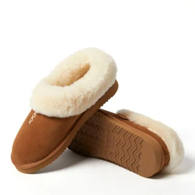 Dearfoams Fireside Adelaide Genuine Shearling Clog Slipper In Blue