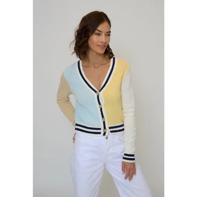 Central Park West Daphne Varsity Stripe Cardigan In Multi
