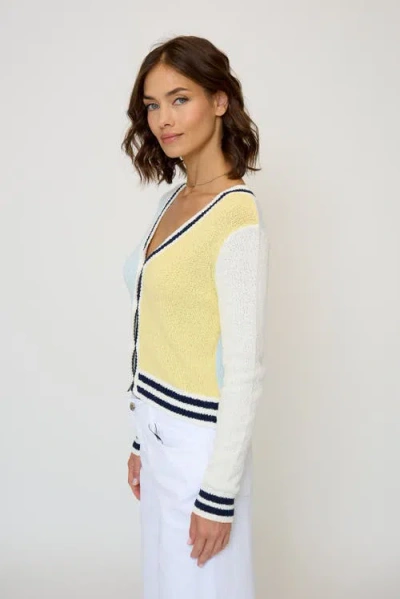 Central Park West Daphne Varsity Stripe Cardigan In Multi