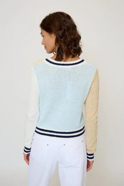 Central Park West Daphne Varsity Stripe Cardigan In Multi