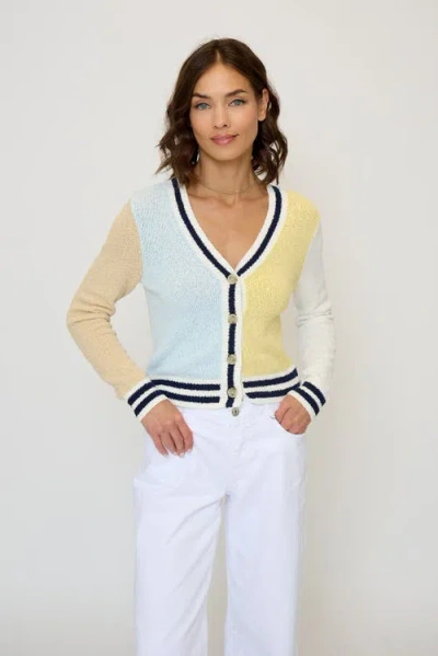 Central Park West Daphne Varsity Stripe Cardigan In Multi