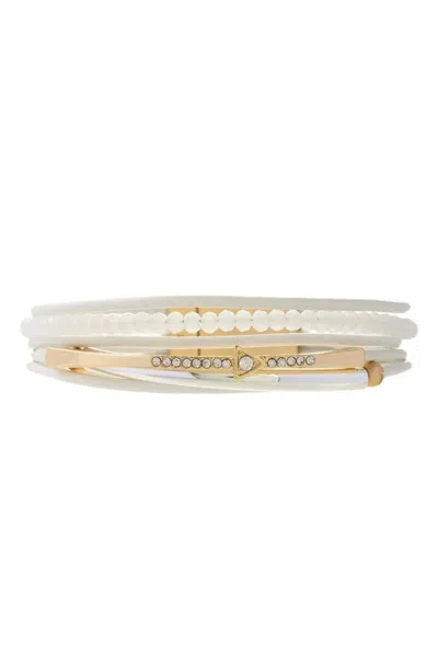 Saachi Women's White Leather Golden Arrow Bracelet