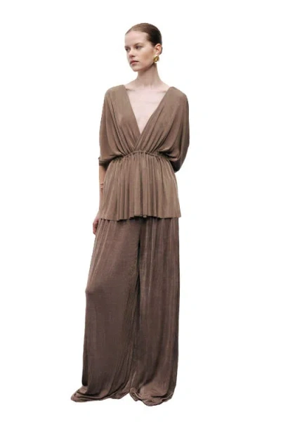 Nocturne Gathered Detail  Pants In Brown
