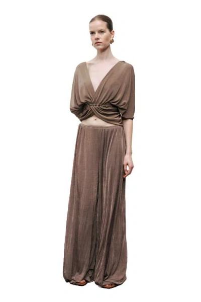 Nocturne Gathered Detail  Pants In Brown