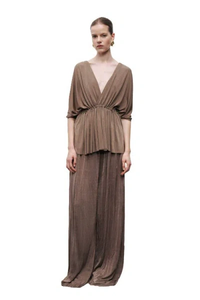 Nocturne Gathered Detail  Pants In Brown