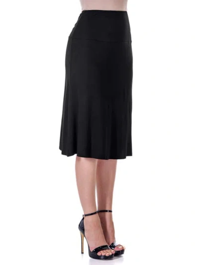 24seven Comfort Apparel A-line Elastic Waist Knee Length Skirt