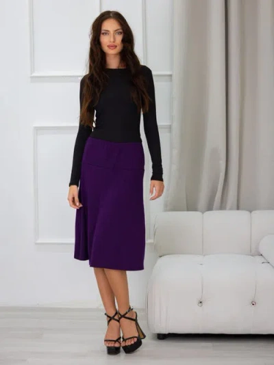 24seven Comfort Apparel A-line Elastic Waist Knee Length Skirt