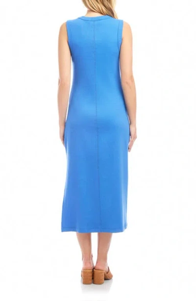 Karen Kane Sleeveless Ribbed Column Dress In Cornflower Blue In Blue