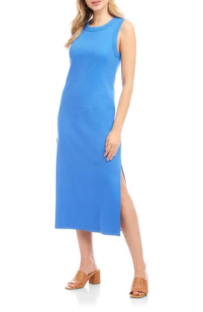Karen Kane Sleeveless Ribbed Column Dress In Cornflower Blue In Blue