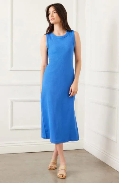 Karen Kane Sleeveless Ribbed Column Dress In Cornflower Blue In Blue