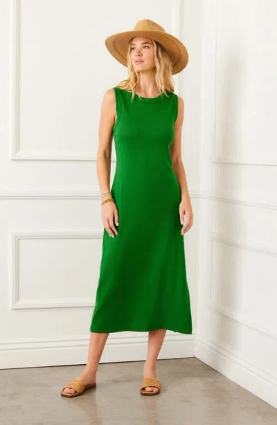 Karen Kane Sleeveless Ribbed Column Dress In Emerald In Green