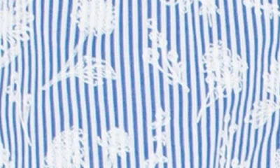 Liverpool Los Angeles Floral Stripe Cotton Poplin Button Up Shirt In Blue