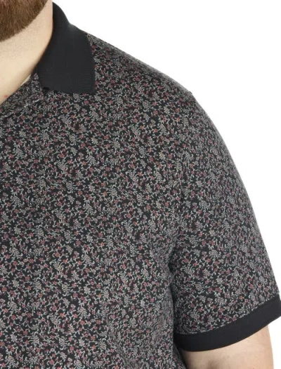 Harbor Bay By Dxl Big & Tall Mini Floral Print Polo Shirt