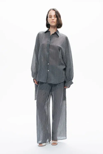 Nocturne Shirt With Tie Sleeve Detail In Gray