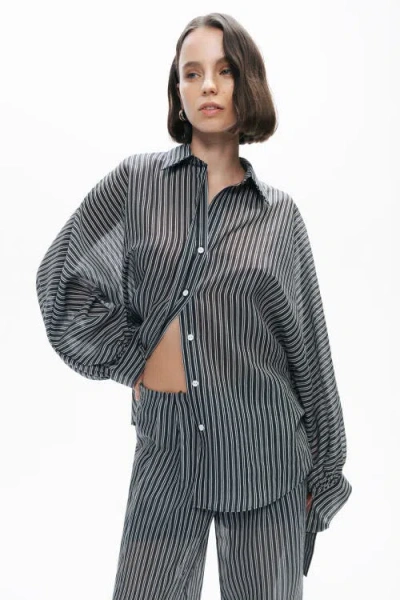 Nocturne Shirt With Tie Sleeve Detail In Gray