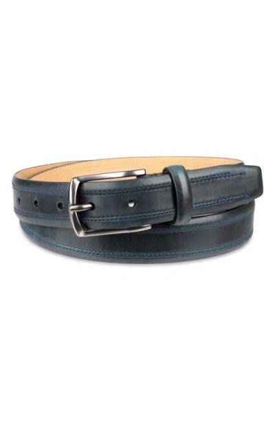 Cole Haan Fes Stitch Leather Belt In Black