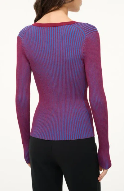 Staud Stripe Cardigan In Purple
