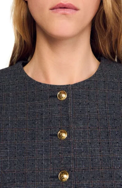 Sandro Rhinestone Tailored Jacket In Burgundy