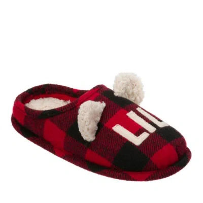 Dearfoams Kids' Buffalo Check Lil Bear Clog Slipper