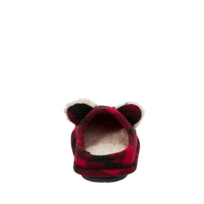 Dearfoams Kids' Buffalo Check Lil Bear Clog Slipper