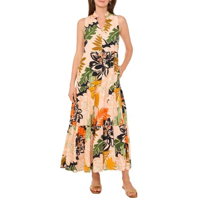Vince Camuto Floral Sleeveless Tiered Maxi Dress In Multi