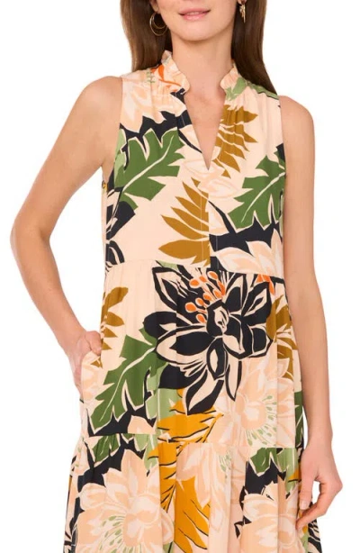 Vince Camuto Floral Sleeveless Tiered Maxi Dress In Multi