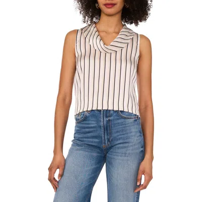 Vince Camuto Stripe Cowl Neck Sleeveless Top In White