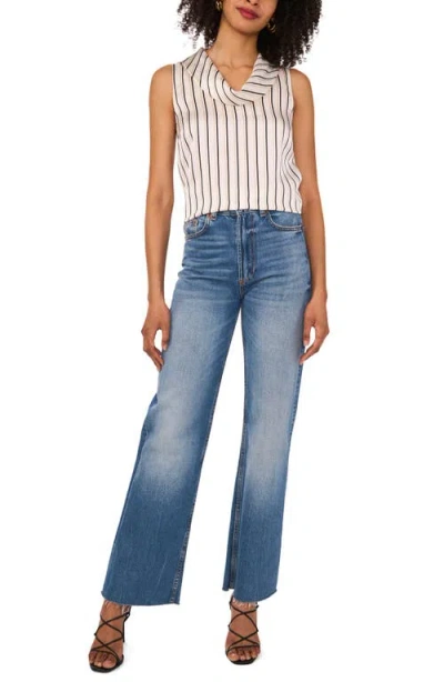 Vince Camuto Stripe Cowl Neck Sleeveless Top In White